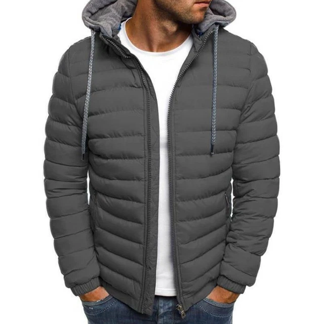 Winter Mens Hooded Bubble Coat Padded Puffer Jacket Comfy Quilted Zip Up Outwear 6
