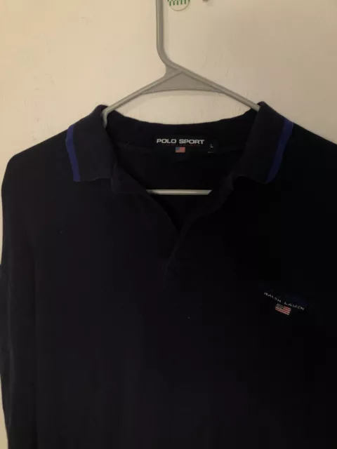 VTG RALPH LAUREN Polo Sport Long Sleeve Thermal Weave Waffle Knit Polo ...