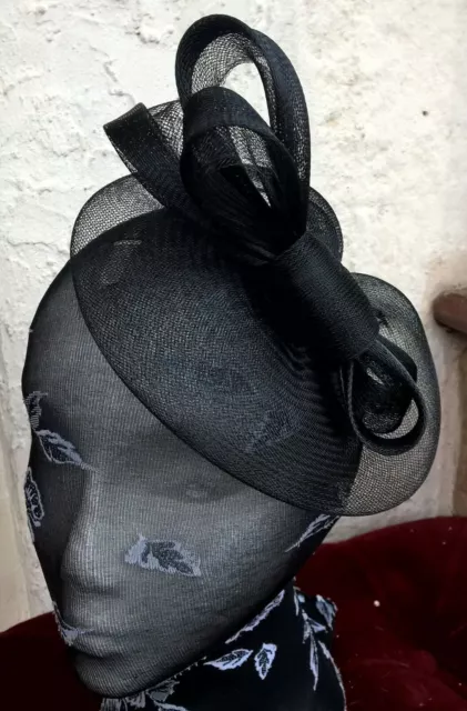 black crin fascinator headband headpiece wedding ascot bridal