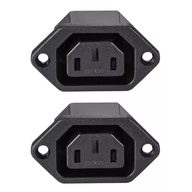 C13 Panel Mount Plug Adapter 250V AC 10A 3 Pins  IEC Inlet Module Straight 2 pcs