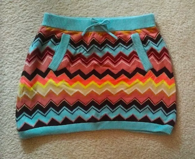 Miniskirt girls XL adult XS MISSONI Target knit blue/multi-color chevron zigzag