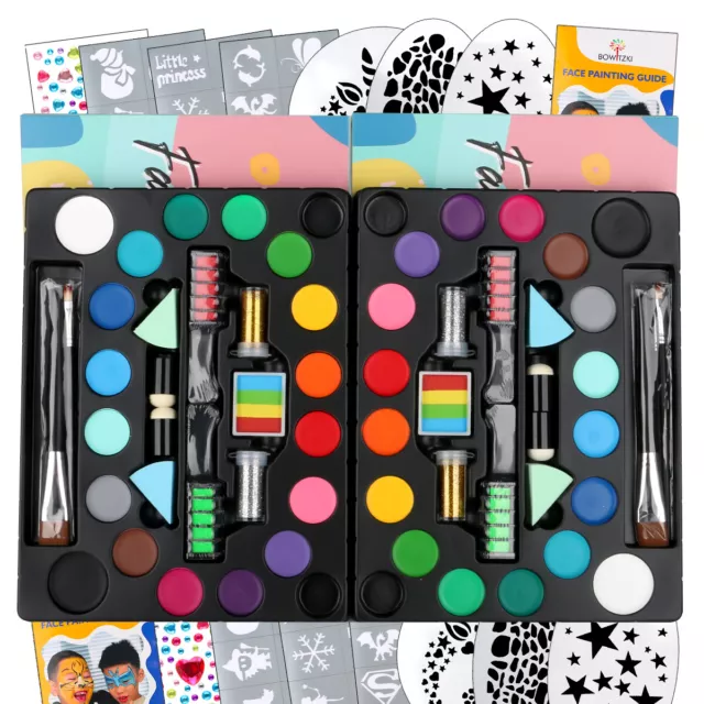 Bowitzki 2 Pack Face Paint Kit 36 colours Face Painting kit for kids Party Event