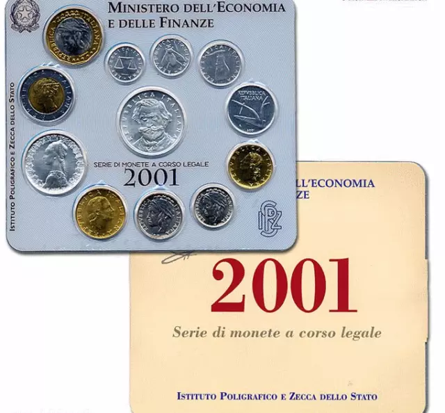 NL* ITALIA Divisionale 2001 Giuseppe VERDI 12 Valori 500 e 1000 Lire argento FDC