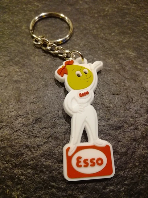 **Schlüsselanhänger PVC Esso u. Gargoyle Mobiloil  Oldtimer Tankstelle  Öldose** 2