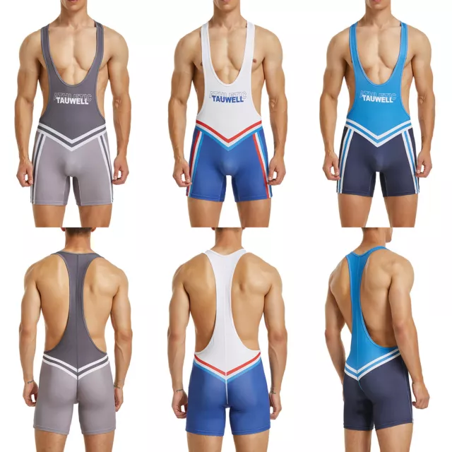 Men's Wrestling Singlet Leotard Suspender Jockstrap Bodysuit Jumpsuit Underwear