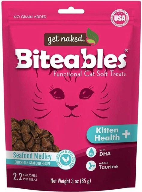 Get Naked Kitten Health Biteables Mariscos Sabor mezclado