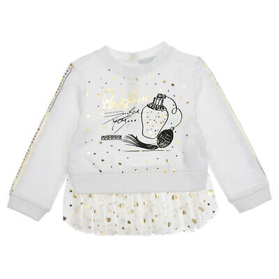 White and Gold with Perfume Print Sweatshirt for Baby Girls |0 6 12 18 24 Months