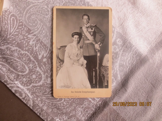 Foto gabinetto, coppia di principi ereditari tedeschi, nobiltà, militare, foto originale, 10,8x17
