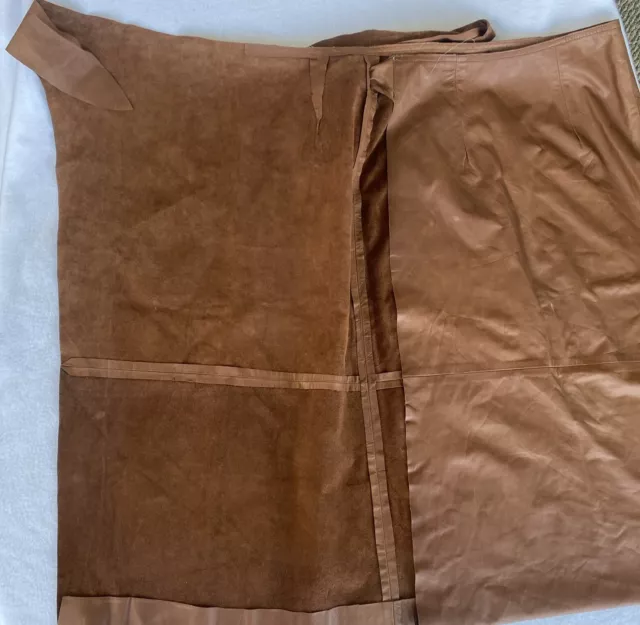 Vintage Ralph Lauren RRL Women's Wrap Skirt 10 Brown Suede Leather 80's Western 3