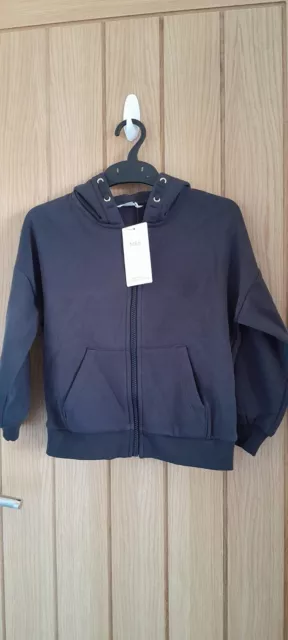 Girls Charcoal Zip Hoodie Age 8-9 From Marks And Spencer BNWT