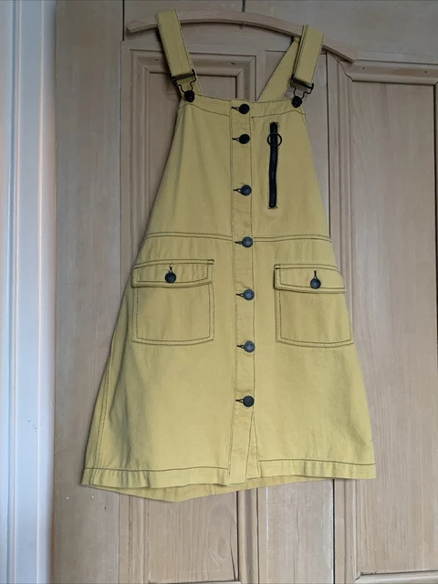 LAZY OAF DENIM yellow mustard Pinafore Dungaree Dress size M VGC 8 10 5.00 PicClick UK