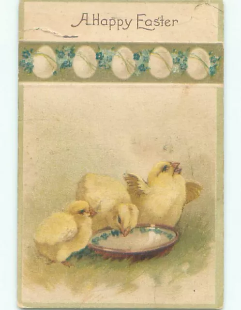Tape Repair Pre-Linen easter CHICKS AT WATER DISH : make an offer k2540
