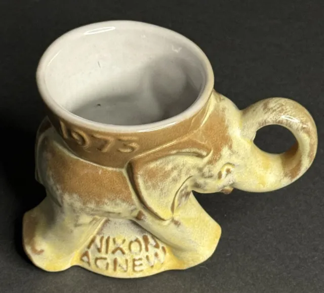 Vintage Frankoma Pottery GOP Elephant Nixon Agnew 1973 Mug Republican