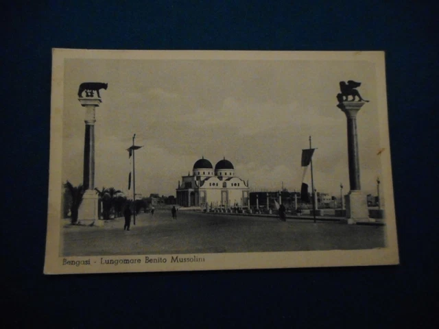 CARTOLINA VINTAGE BENGASI - Lungomare Benito Mussolini - Viaggiata 1940 ...