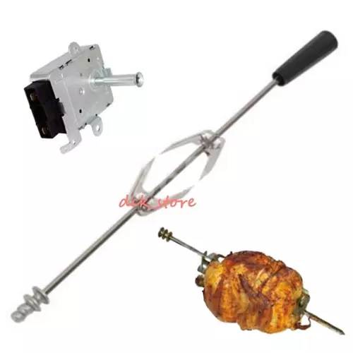 Kit Spiedo Asta Cm 70 Forchette+ Motore Elettrico Girarrosto Barbecue Bbq Camino