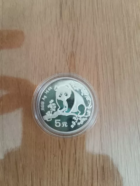 China Panda, 5 Yuan 1993, 1/2 Unze Feinsilber, Top !!!