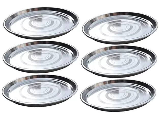Indian Traditional Stainless Steel Round Plate With Circle Design Set of 6