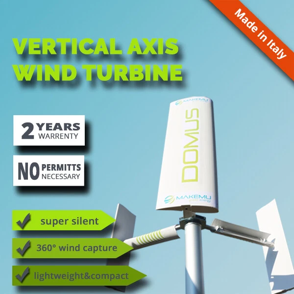 Generador de turbina eólica eje vertical DOMUS 500 hogar energía libre techo jardín