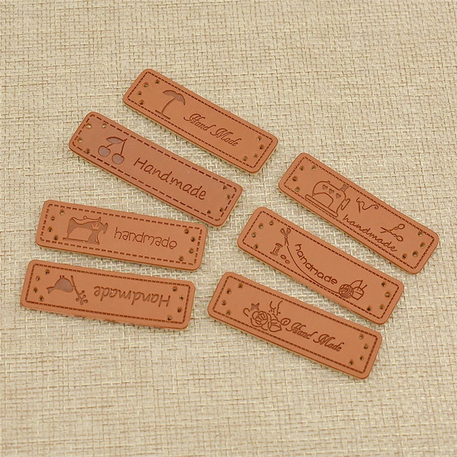 50pcs PU Leather Labels Tags For Clothes Bags Decor Accessories Handmade DIY