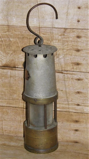 Antique Brass & Aluminum Mining Oil Safety Lamp By J.H Naylor Ltd Wigan 3
