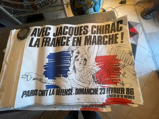 Affiche RPR Politique..Jacques Chirac 23 Fevrier 1986..