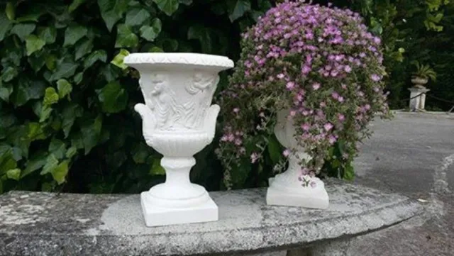 Coppia Di Vasi Vaso Pompeiano Mediceo Calice Da Giardino Per Piante In Cemento B