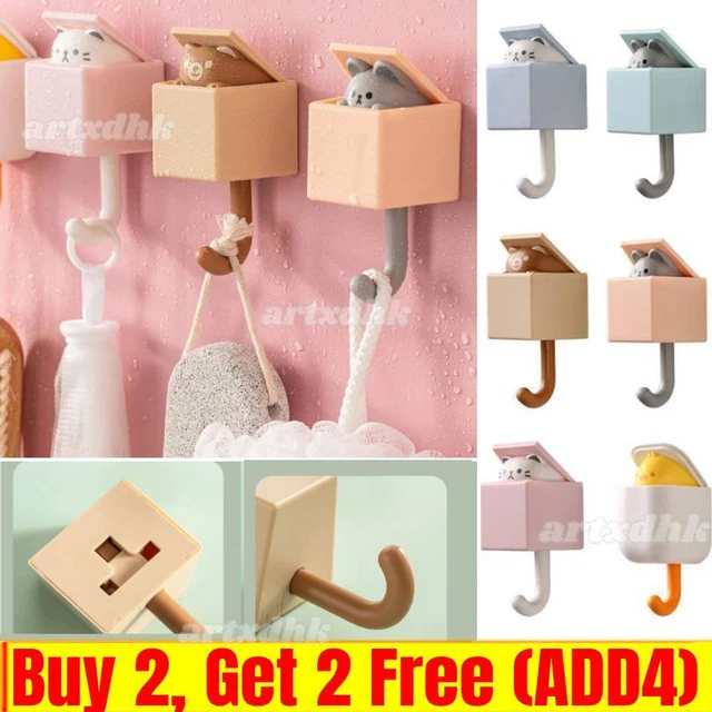 Creative Cat Hook Seamless Door Hangers Hooks Key Umbrella Towel Cap Coat Rack