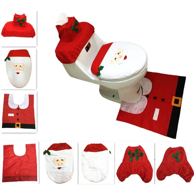 de inodoro cubierta de Santa Alfombra Suministros de baño Decoracion de Navidad