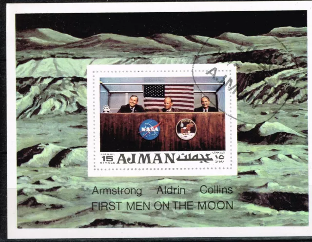 Ajman Space Astronomy Moon Exploration Apollo 11 Souvenir Sheet 1970