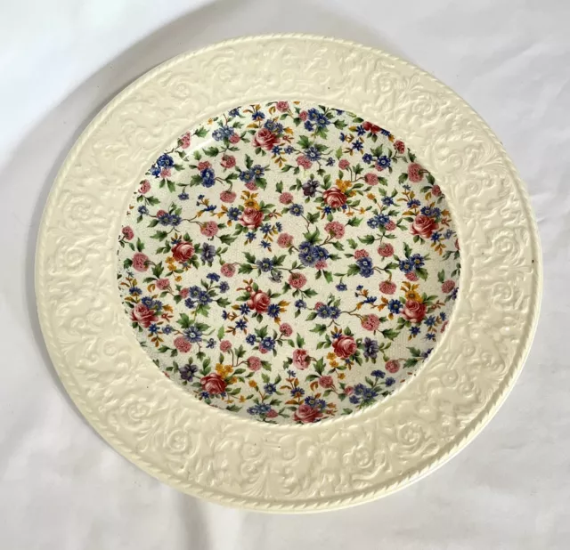 Vtg Pre-1960 Royal Winton Grimwades Ivory Old Cottage Chintz Charger Plate