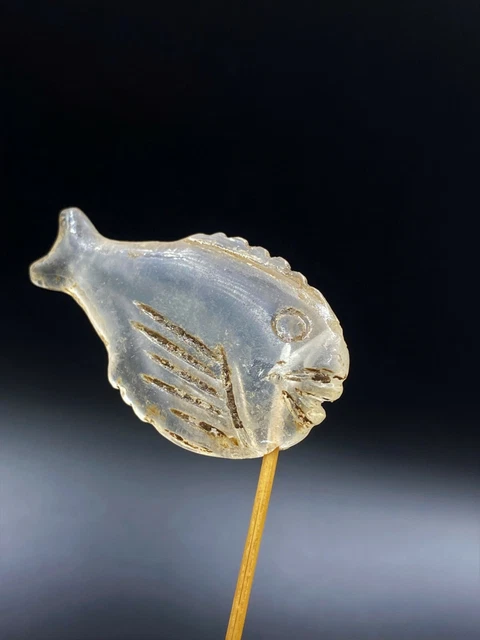 Ancient Bagan Period South East Asia Burma Crystal Fish Figure Old Amulet Bead
