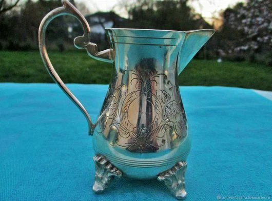 Pichet Ancien EPNS Argenté – Fleurs, Sucrier, Vintage, Royaume-Uni