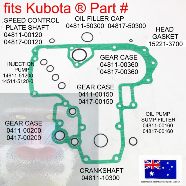 fits Kubota Engine O Ring Kit V1703 V1803 V1902 V1903 V2003T TIER I V2203 TIER I