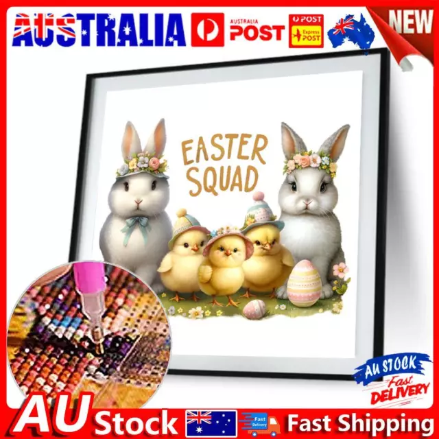 5D DIY Full Round Drill Diamond Painting Easter Chick Bunny Home Decor 30x30cm