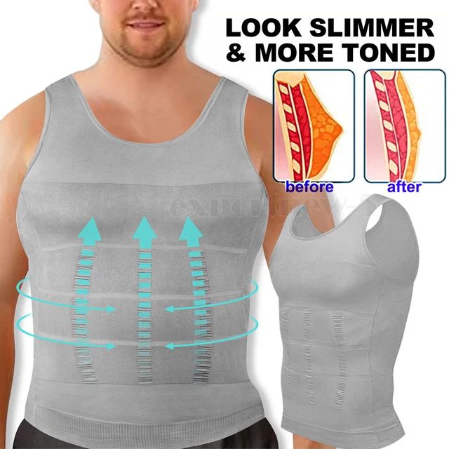 MENS SLIMMING BODY Shaper Belly Chest Gynecomastia Compression Tank Top ...