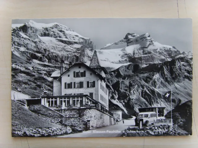 Schweiz Original Ansichtskarte Hotel Klausen-Passhöhe + Scheerhorn      um  1930
