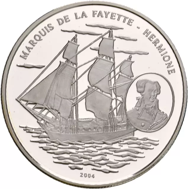 Künker: Kongo, 1000 Francs 2004, Schiff, La Hermione, Silber, PP!