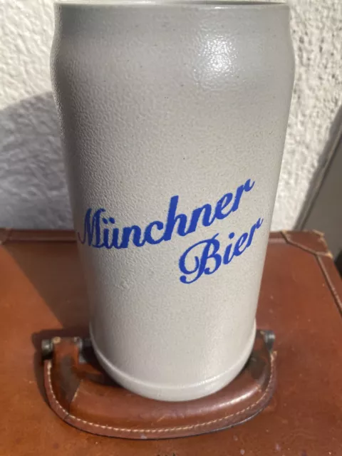 Maßkrug Bierkrug Münchner Bier,  1 Liter  aus Steingut , Oide Wiesn Neu Ovp