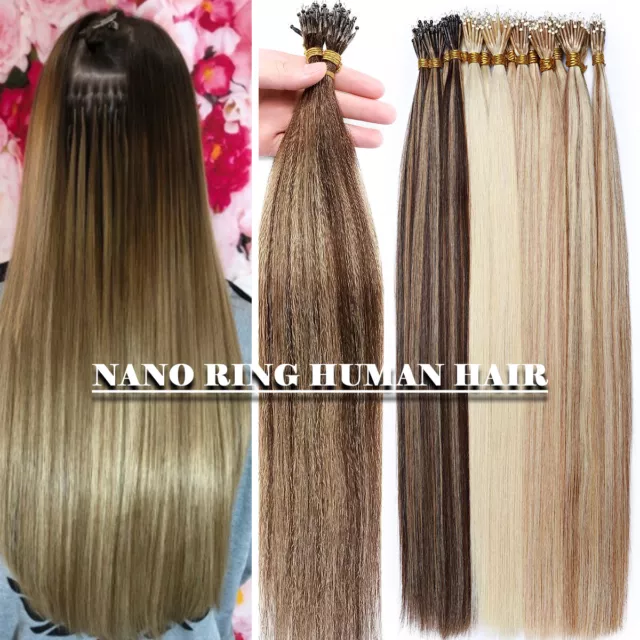 Nano Ring Tip THICK Beads Double Drawn Real Hair Extensions 100% Remy Human Hair