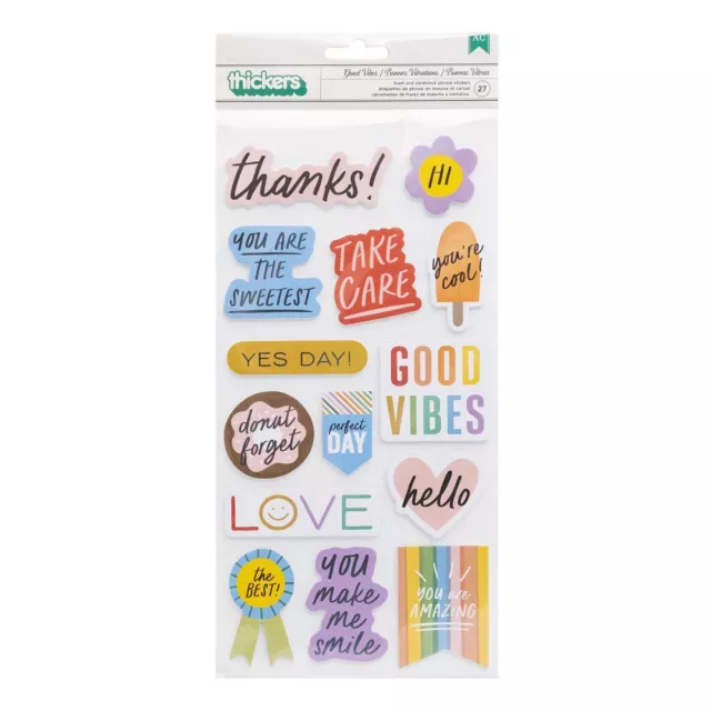 NEW American Crafts Thickers Pebbles Kid At Heart Phrases Stickers By Spotlight