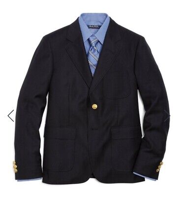 VGUC EUC Brooks Brothers Boys 18 Two-Button Wool Blazer CLASSIC NAVY Uniform