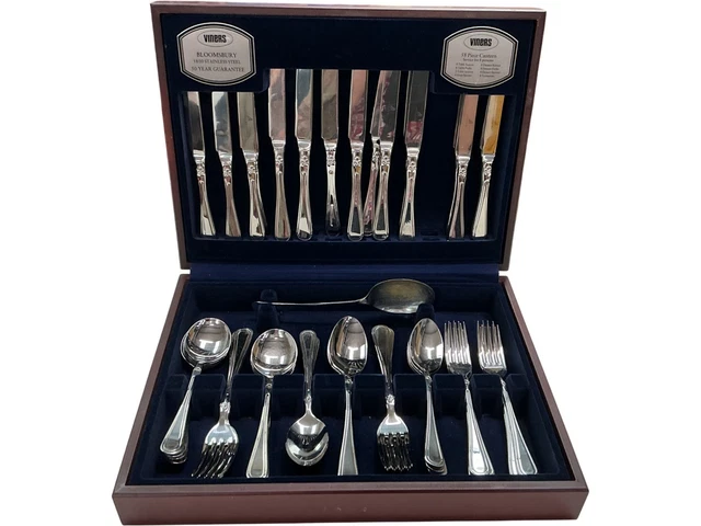VINERS BLOOMSBURY STAINLESS Steel 58 Piece Canteen Set with Case