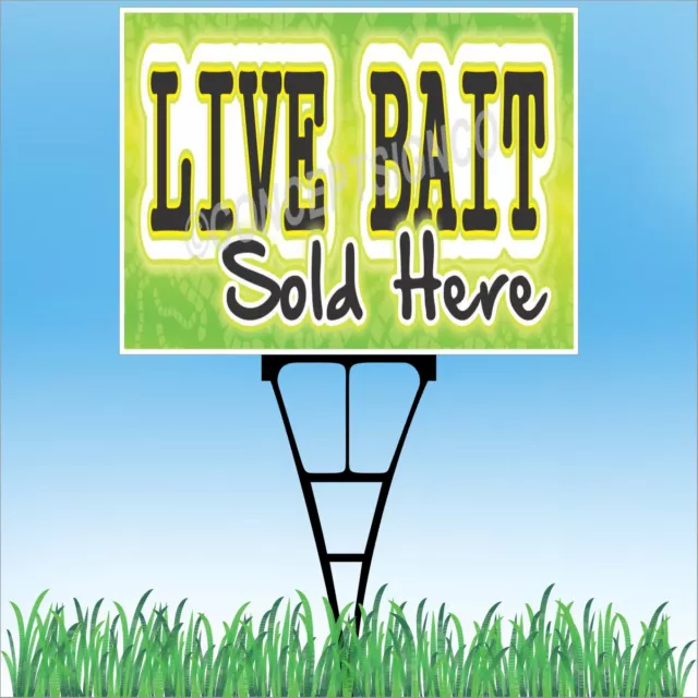 18"x24" LIVE BAIT SOLD HERE Outdoor Yard Sign & Stake Sidewalk Lawn Tackle Worms