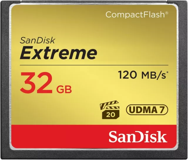 SanDisk Extreme 32 GB UDMA7 CompactFlash Card - Black/Gold (‎SDCFXSB-032G-G46)