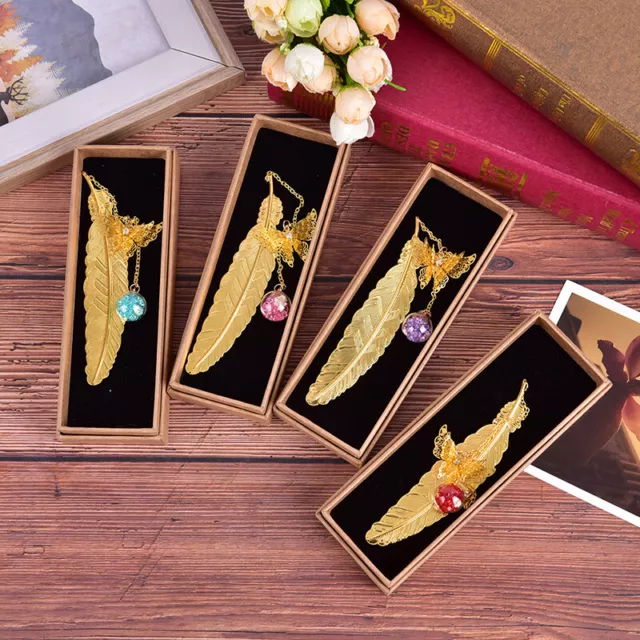 Metal Feather Bookmarks Classical Chinese Style Creative Book Reading Art Gift-