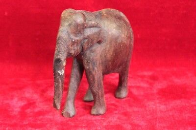 Wooden Elephant Figure Hand Carved Old Vintage Antique Rare Home Decor PL-51