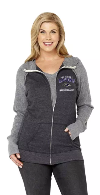 SOAG NFL Womens Curvy Triblend Color Block Full Zip Hoodie Plus Sizes 1X-3X