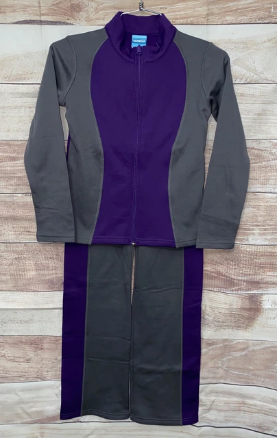 Rainbeau Girls Tracksuit Size M Purple - Gray Pants & Jacket  NEW LBB76
