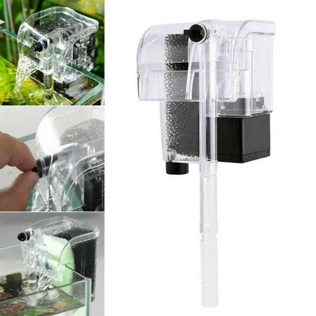 Mini Aquarium Fish Tank Waterfall Hang On External Oxygen Pump Water Filter☆