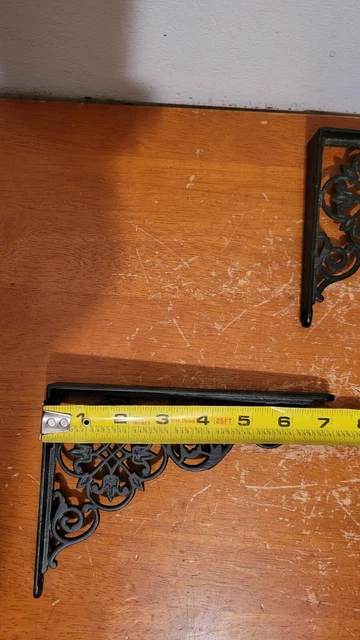 Vintage Pair of  Fancy Ornate Victorian Cast Iron Filigreed Shelf Brackets 8